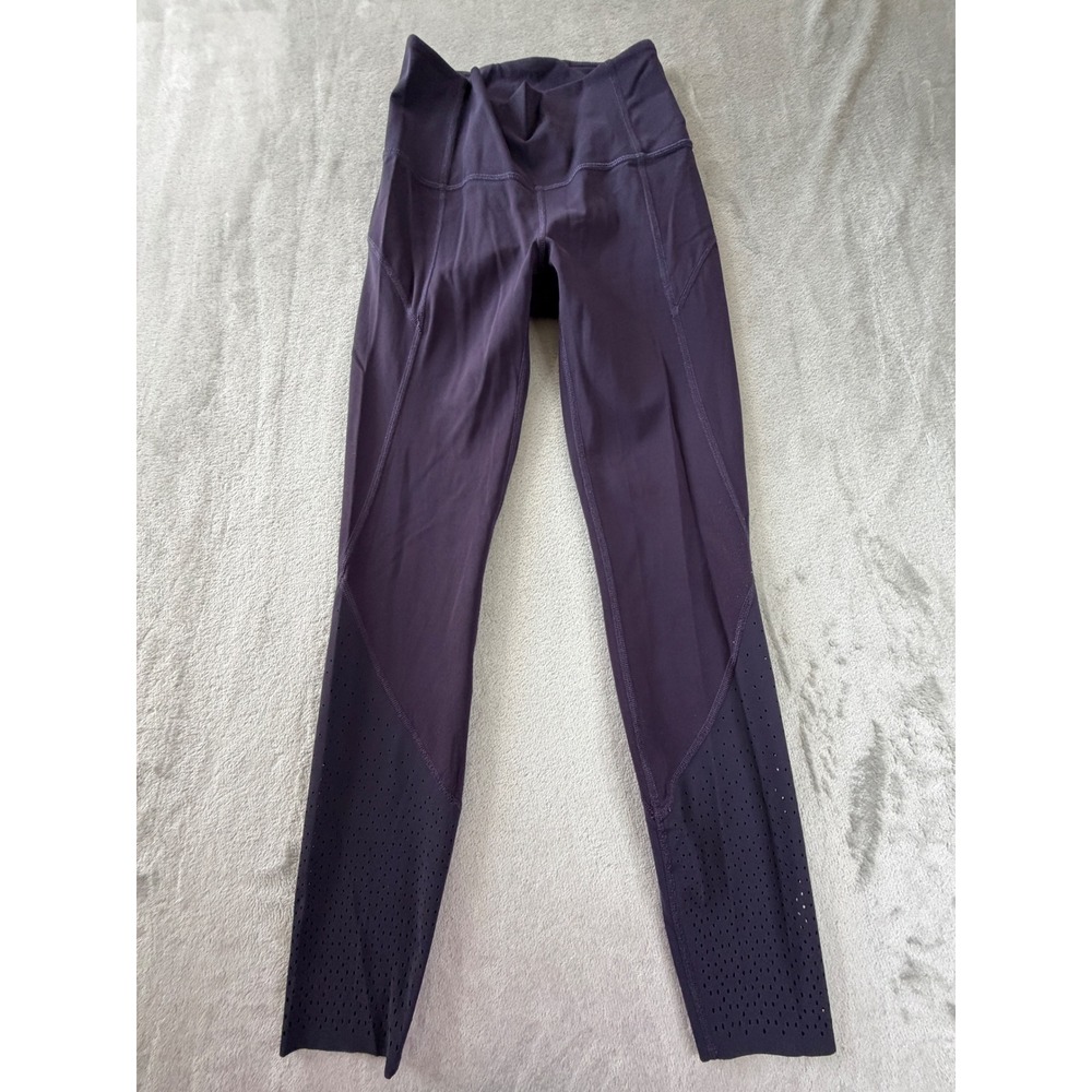 Lululemon Tight Stuff Tight II Leggings Women 4 Purple Perforated High Rise 25"